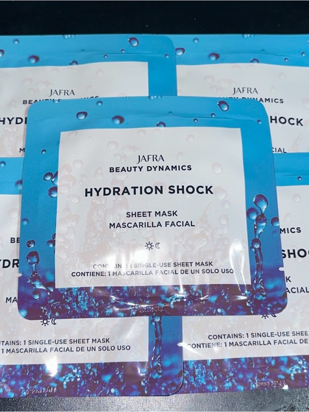 JAFRA Hydration Shock Sheet Mask Pack - Blue and White Sachets 5ct
